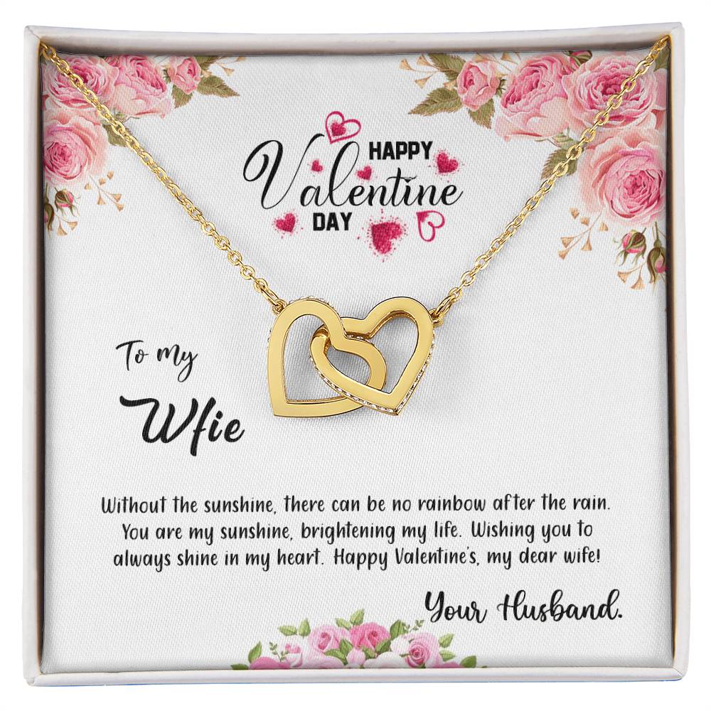 valentine-31a Interlocking Hearts Necklace, Gift to my Wife with Beautiful Message Card