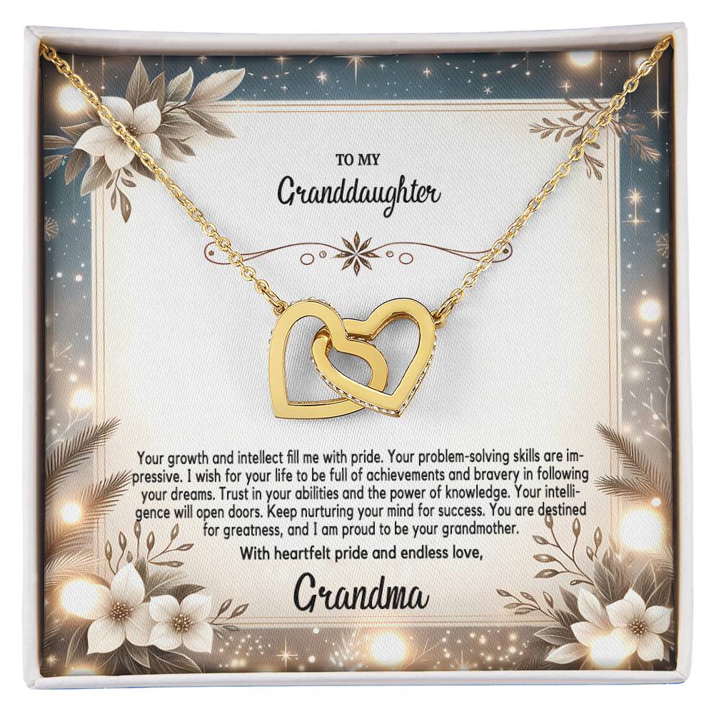 4055(a) Interlocking Hearts Necklace, Gift to My Granddaughter , with beautiful message card