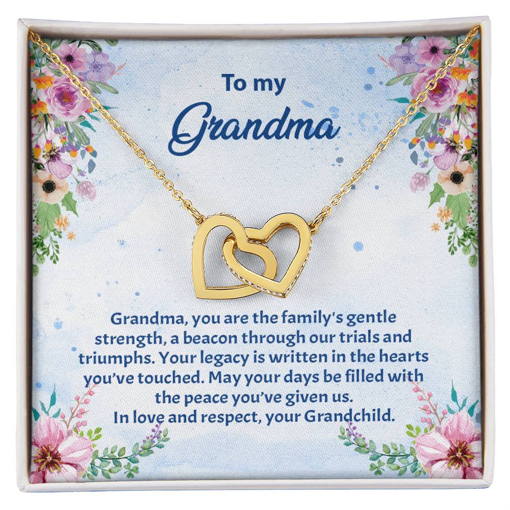 4038b Interlocking Hearts Necklace, Gift to my Grandma with Beautiful Message Card