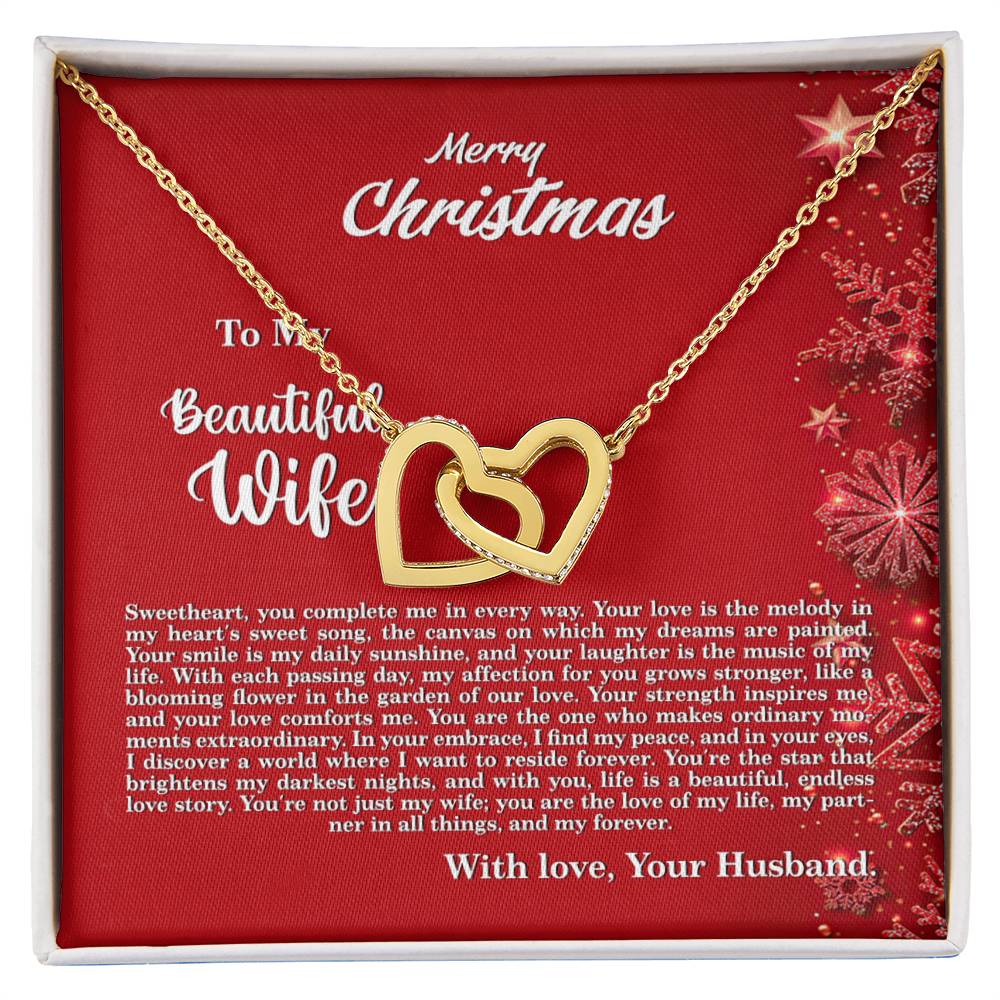 4013c Interlocking Hearts neck, Gift to my Wife with Beautiful Message Card