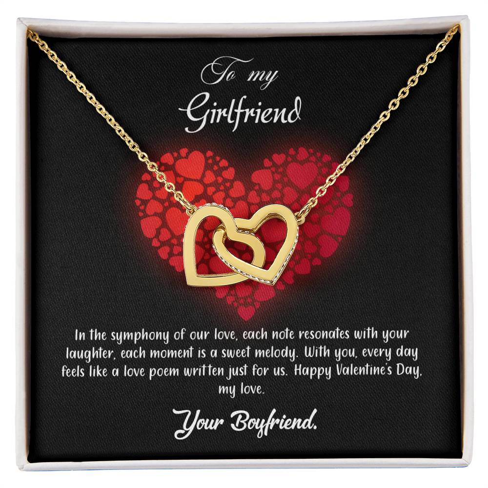 valentine-23c Interlocking Hearts Necklace, Gift to my Girlfriend with Beautiful Message Card