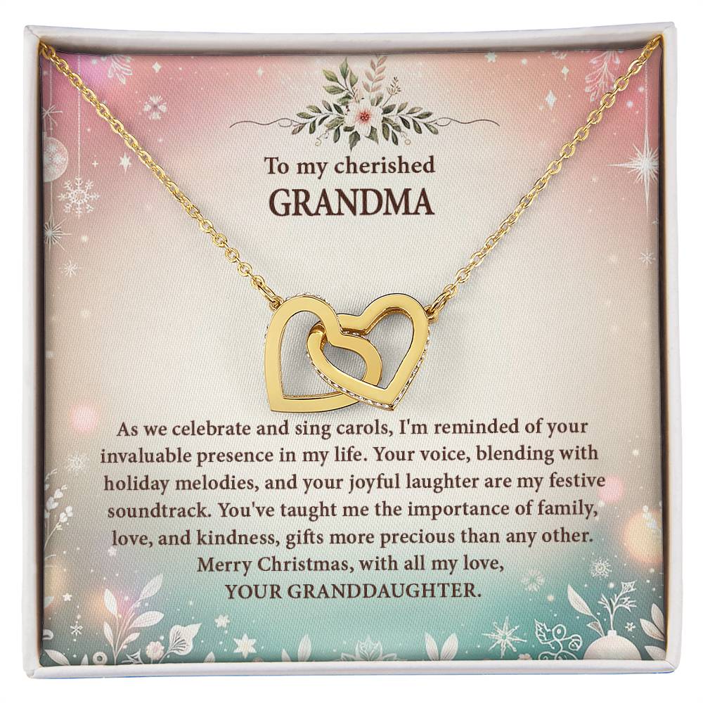 4057d Interlocking Hearts Necklace, Gift to my Grandma with Beautiful Message Card