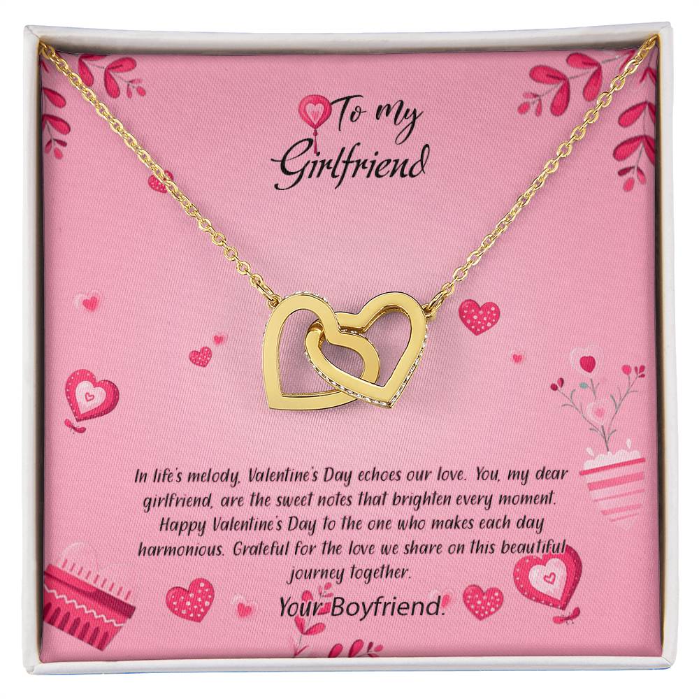 valentine-16c Interlocking Hearts Necklace, Gift to my Girlfriend with Beautiful Message Card