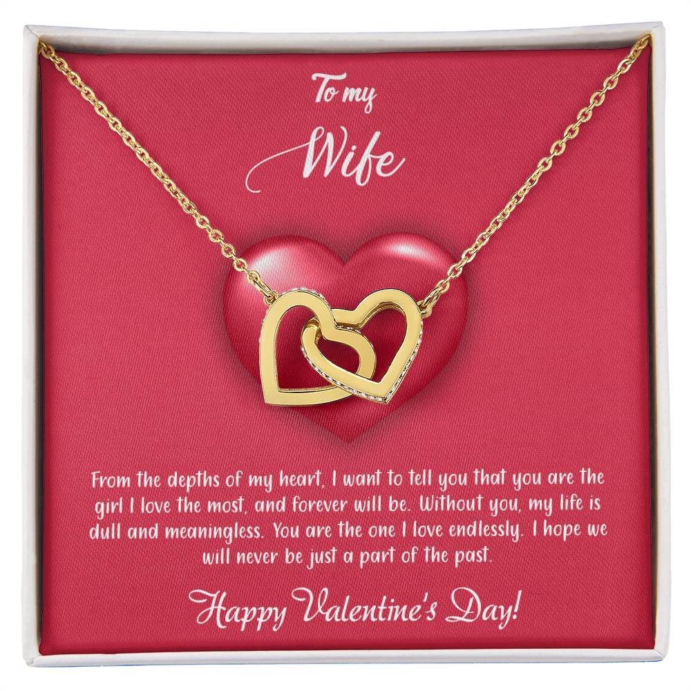 valentine-35a Interlocking Hearts Necklace, Gift to my Wife with Beautiful Message Card