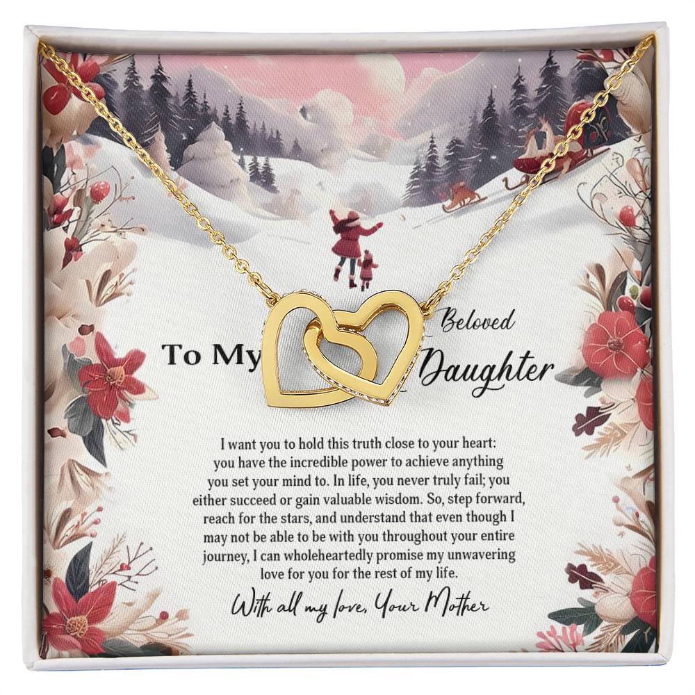 4023c Interlocking Hearts Necklace, Gift to my Daughter with Beautiful Message Card