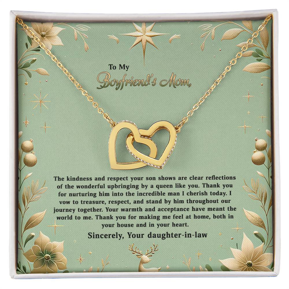 4047a Interlocking Hearts Necklace, Gift to my Boyfriend's Mom with Beautiful Message Card