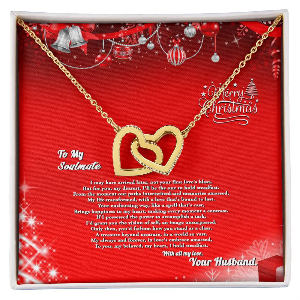 4007a Interlocking Hearts neck, Gift to My Soulmate with Message Card