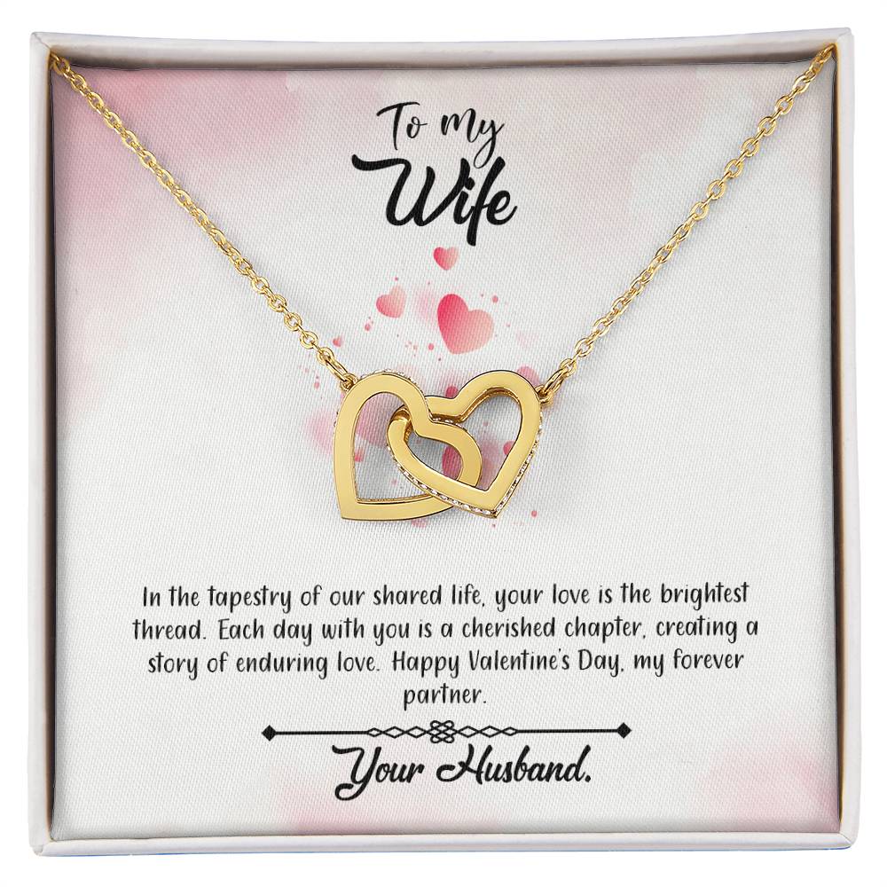 valentine-12a Interlocking Hearts Necklace, Gift to my Wife with Beautiful Message Card