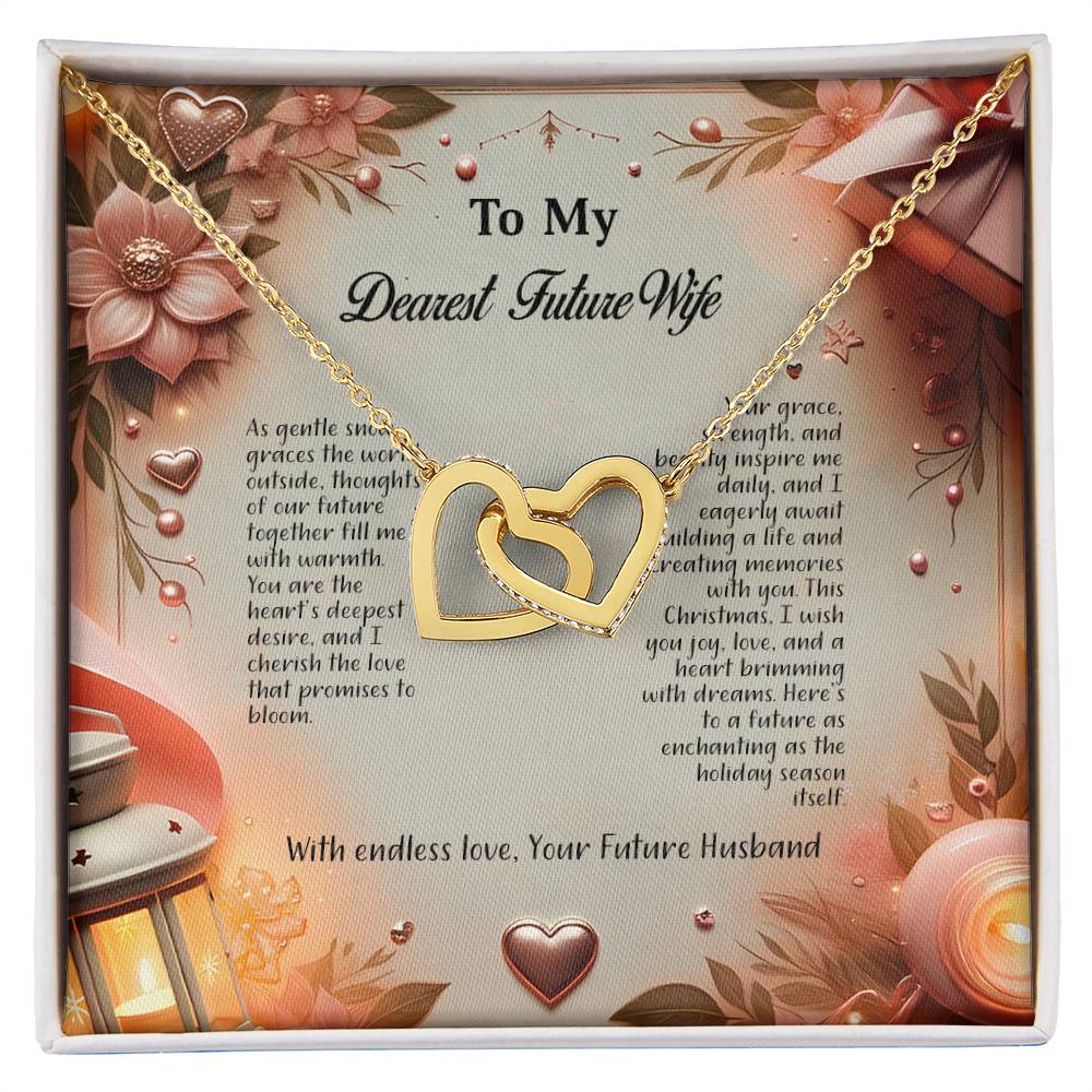 4044b Interlocking Hearts Necklace, Gift to my Future Wife with Beautiful Message Card