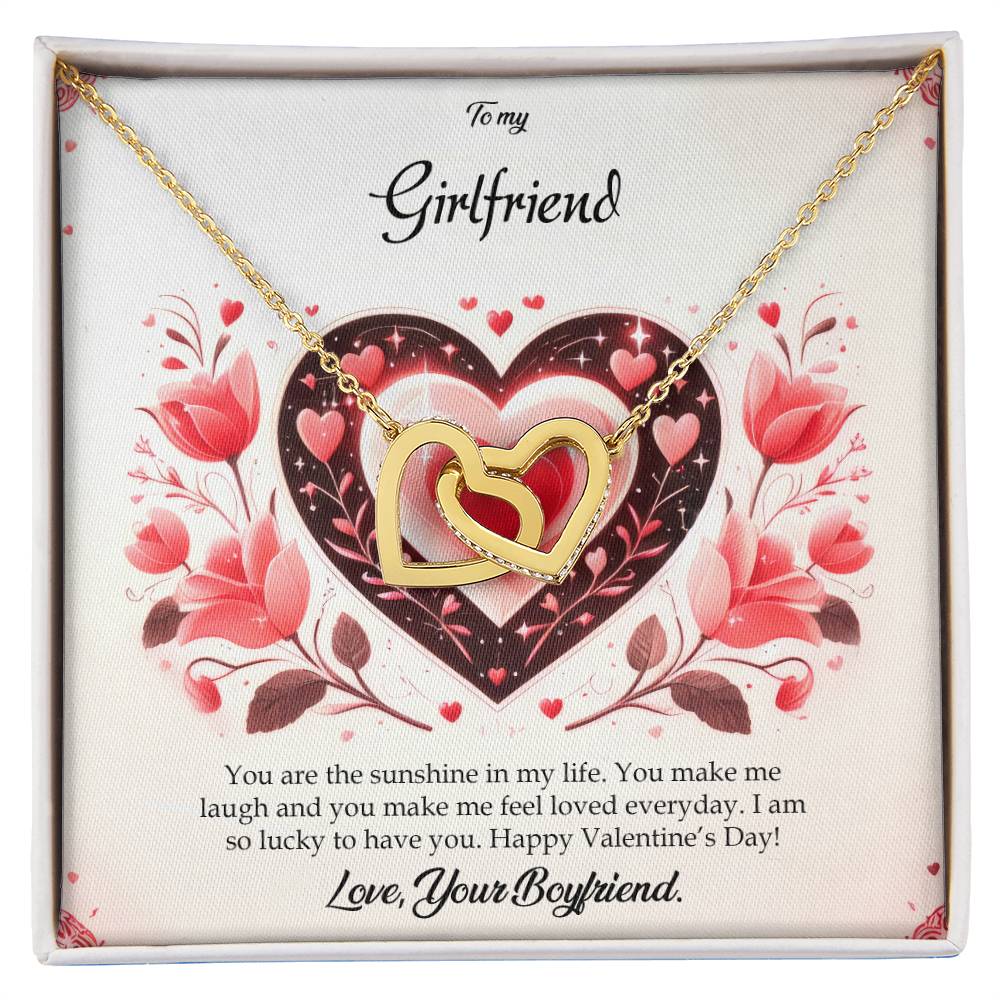 Valentine-st5c Interlocking Hearts Necklace, Gift to my Girlfriend with Beautiful Message Card