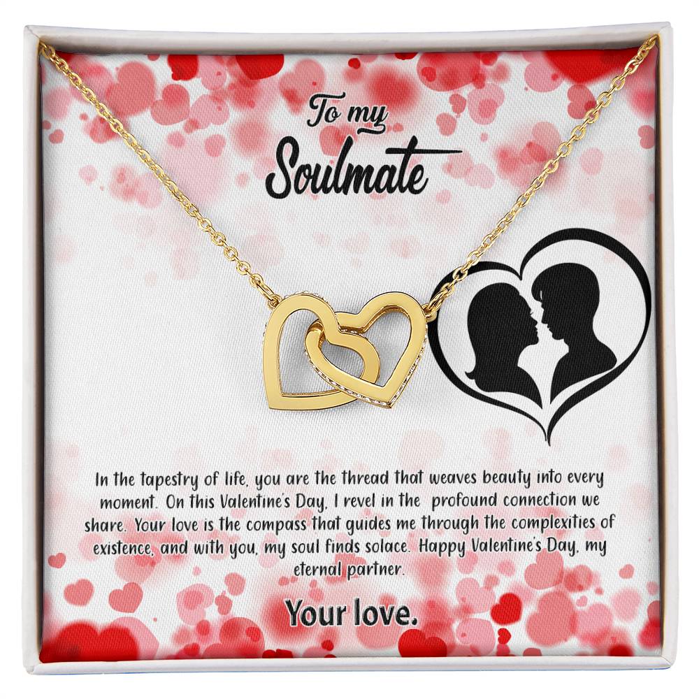 valentine-36b Interlocking Hearts neck, Gift to My Soulmate with Message Card