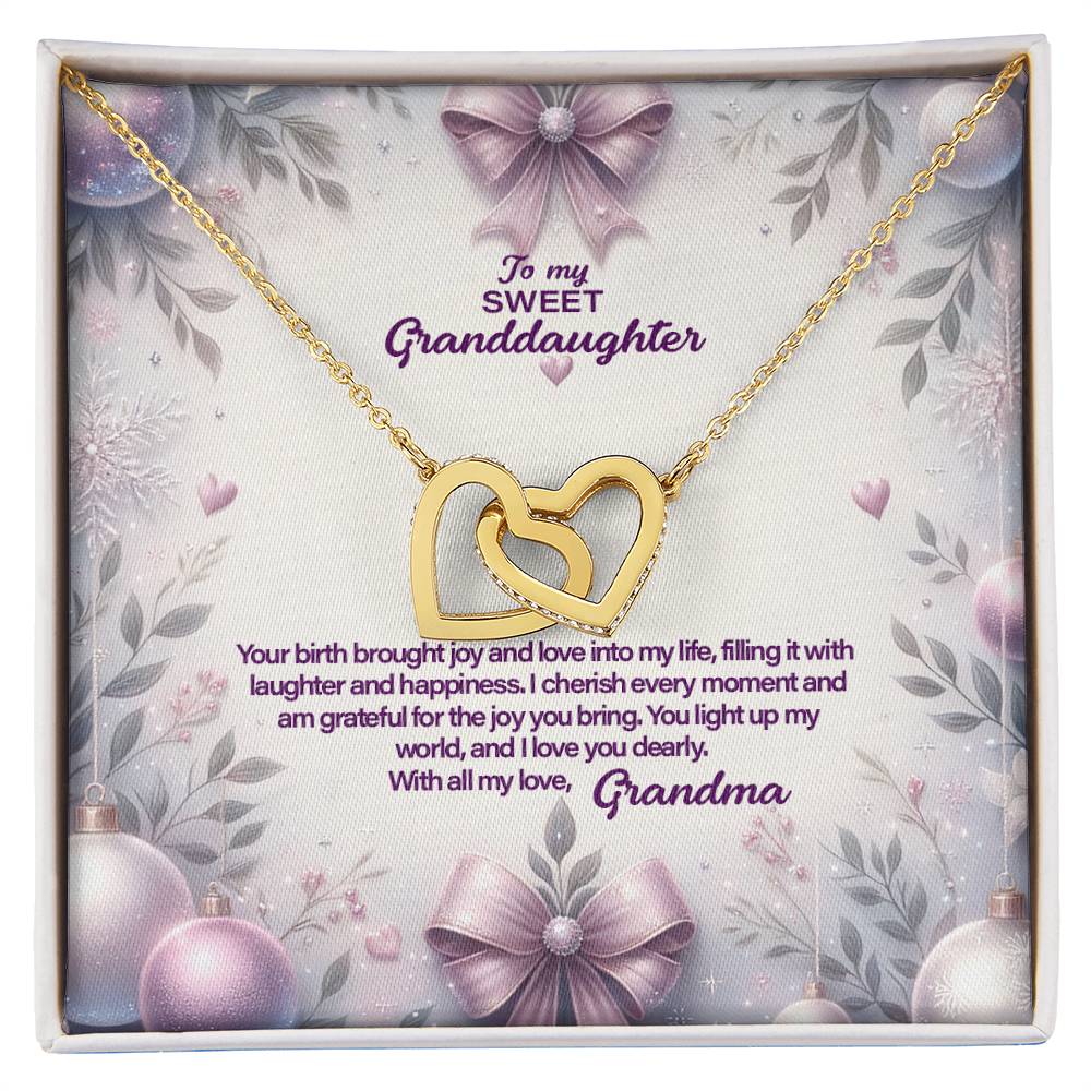 4053a Interlocking Hearts Necklace, Gift to My Granddaughter , with beautiful message card