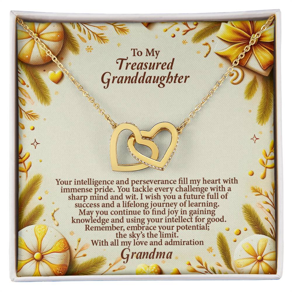 4056b Interlocking Hearts Necklace, Gift to My Granddaughter , with beautiful message card