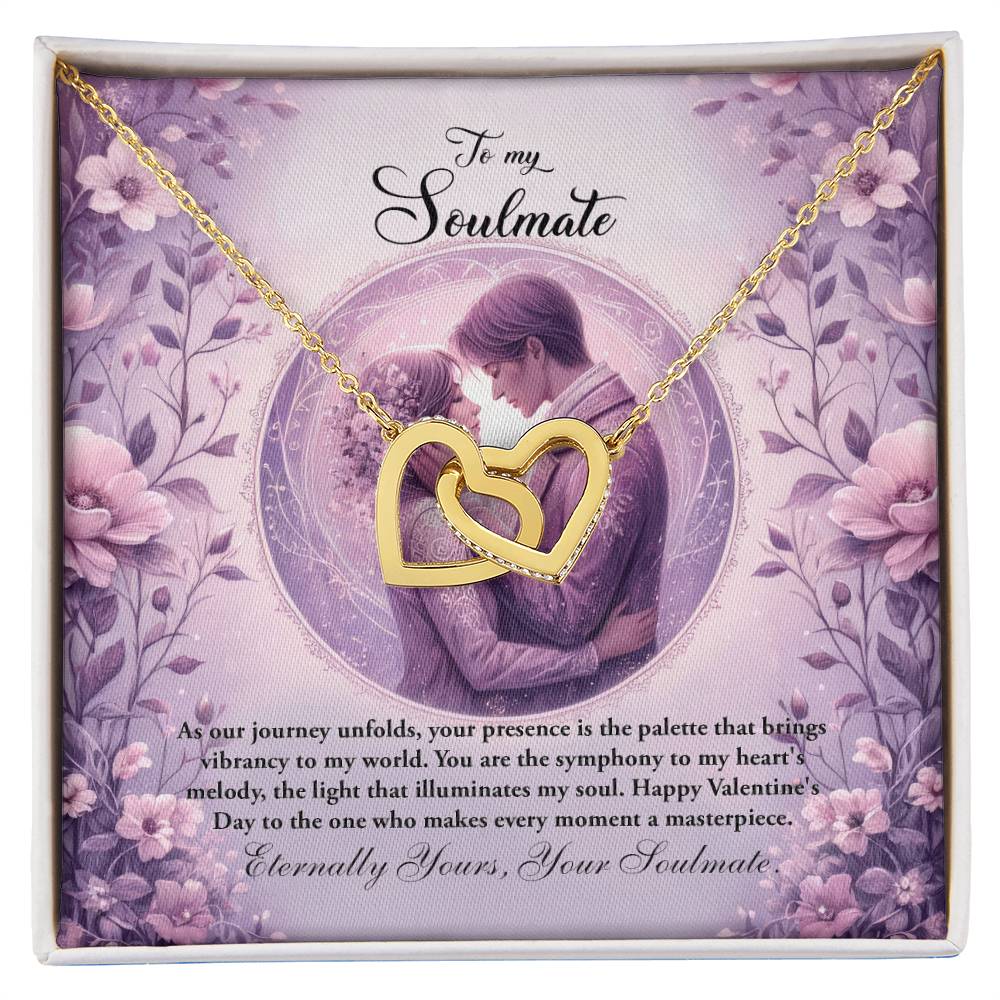 Valentine-st26b Interlocking Hearts neck, Gift to My Soulmate with Message Card