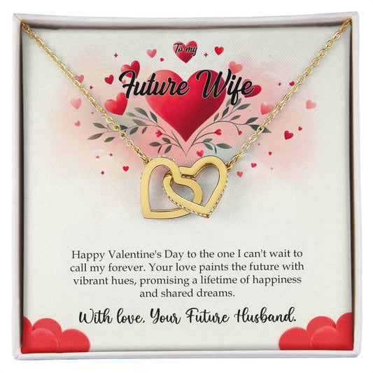 Valentine-st11d Interlocking Hearts Necklace, Gift to my Future Wife with Beautiful Message Card