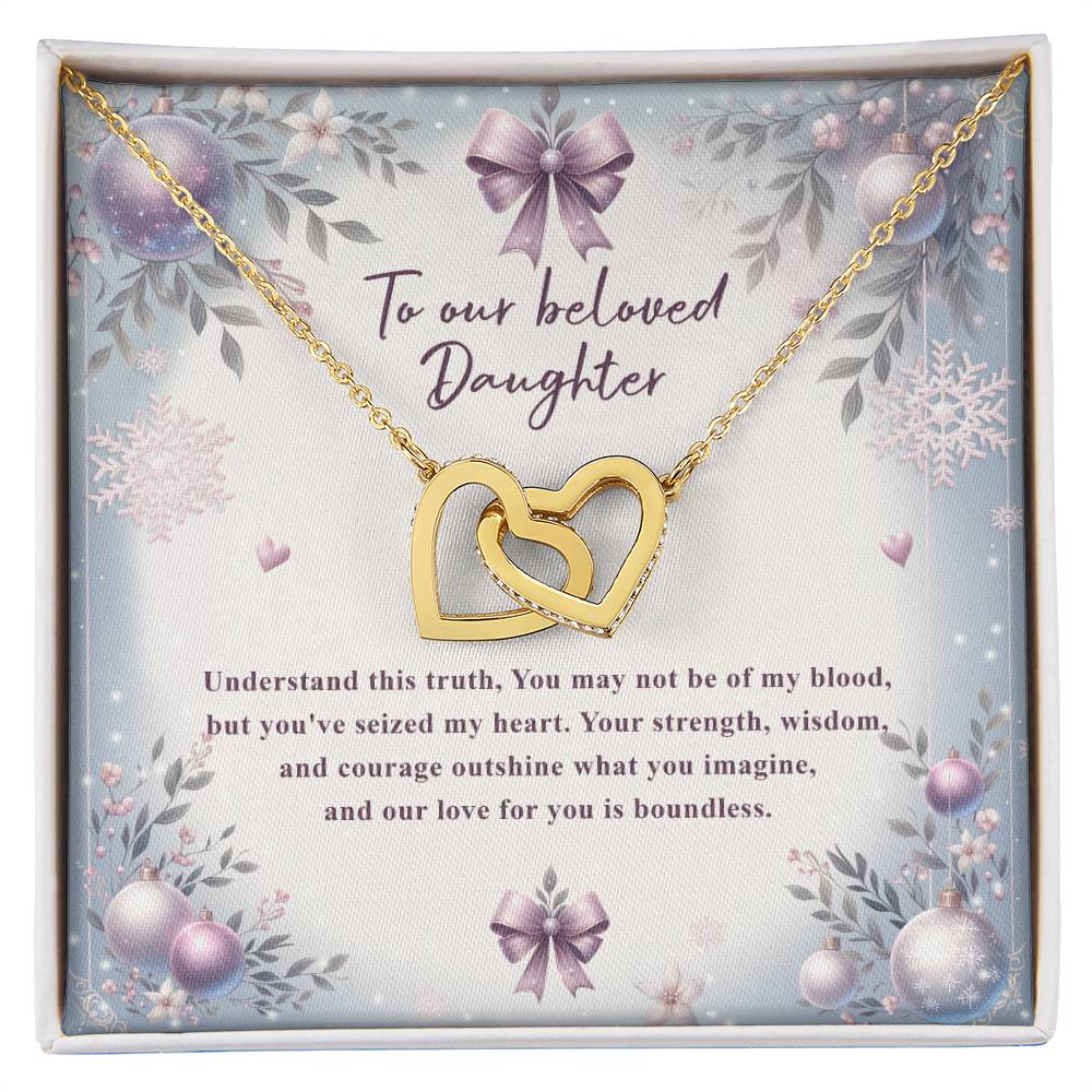 95784 a Interlocking Hearts Necklace, Gift to my Daughter with Beautiful Message Card