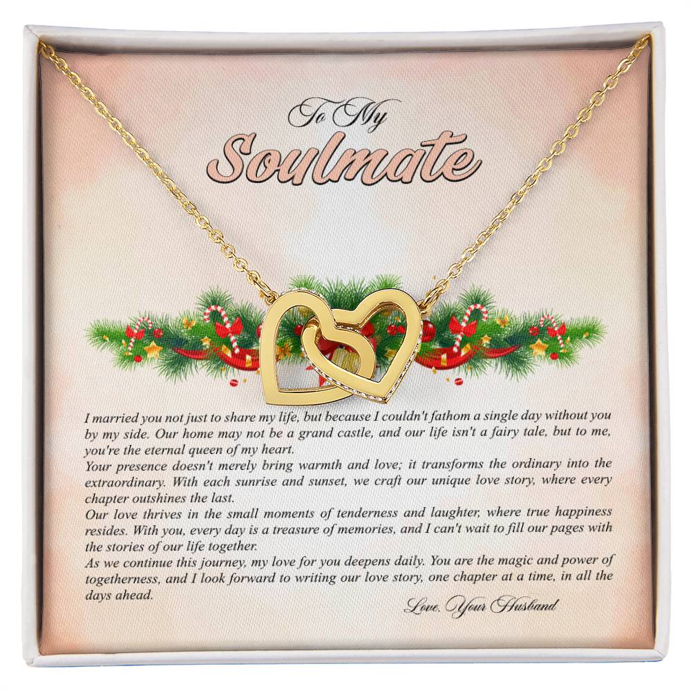 4009b Interlocking Hearts neck, Gift to My Soulmate with Message Card