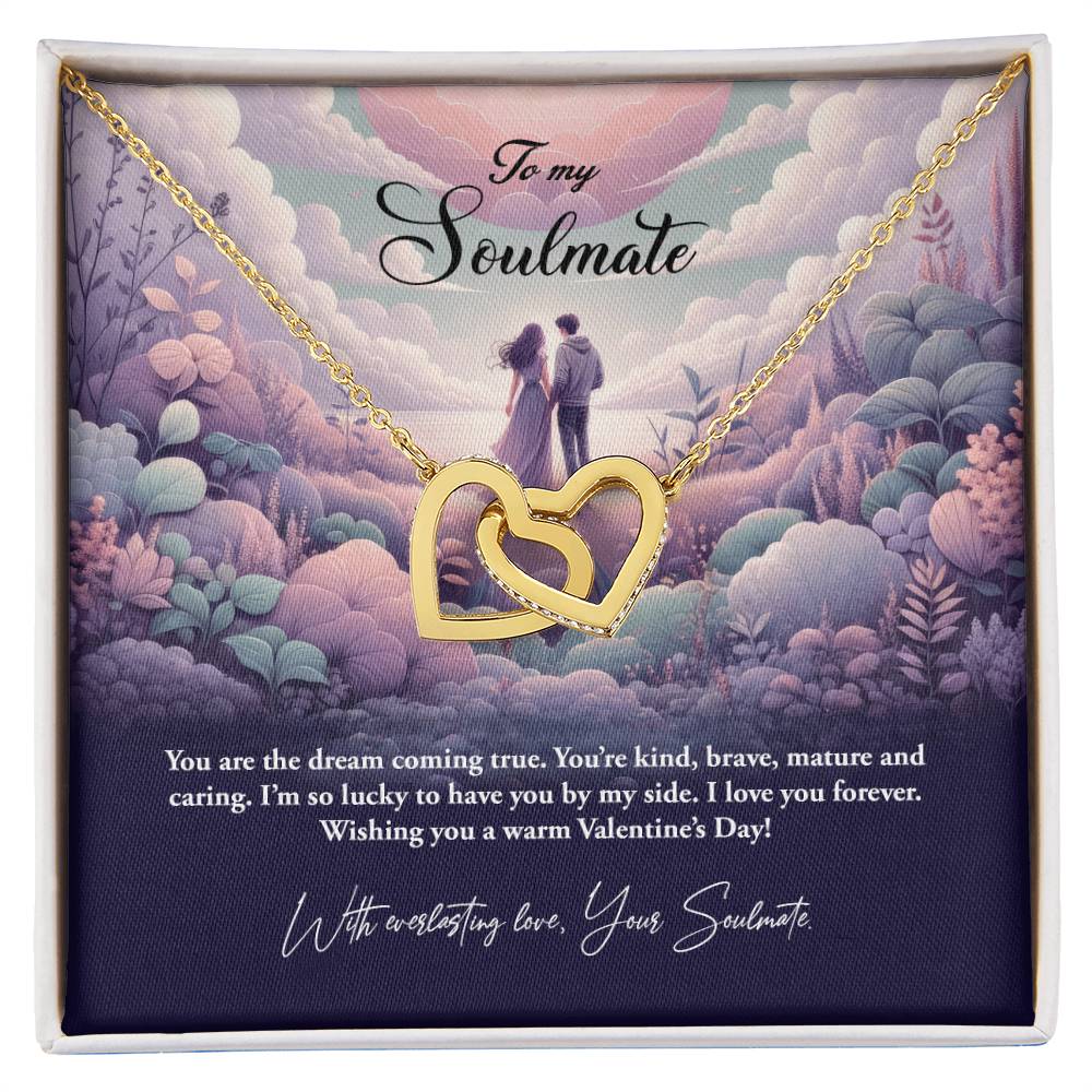 Valentine-st23b Interlocking Hearts neck, Gift to My Soulmate with Message Card