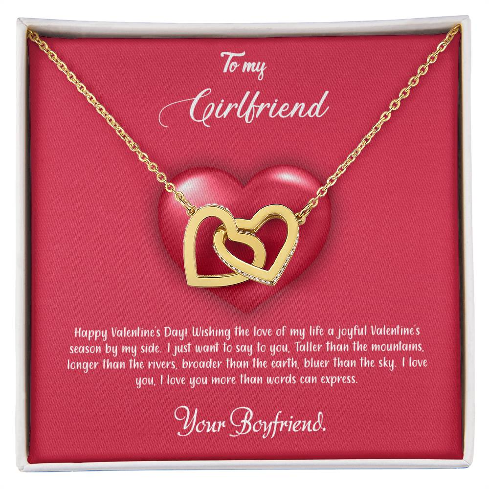 valentine-35c Interlocking Hearts Necklace, Gift to my Girlfriend with Beautiful Message Card