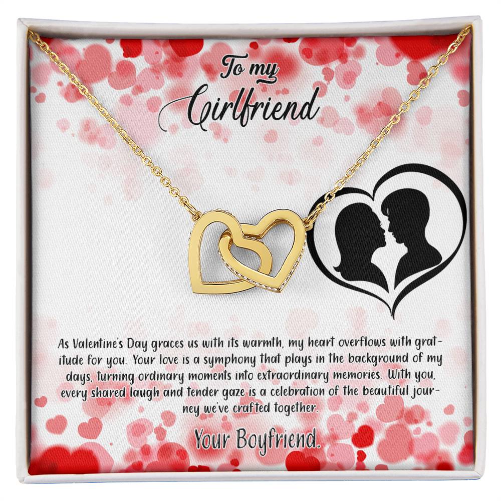 valentine-36c Interlocking Hearts Necklace, Gift to my Girlfriend with Beautiful Message Card