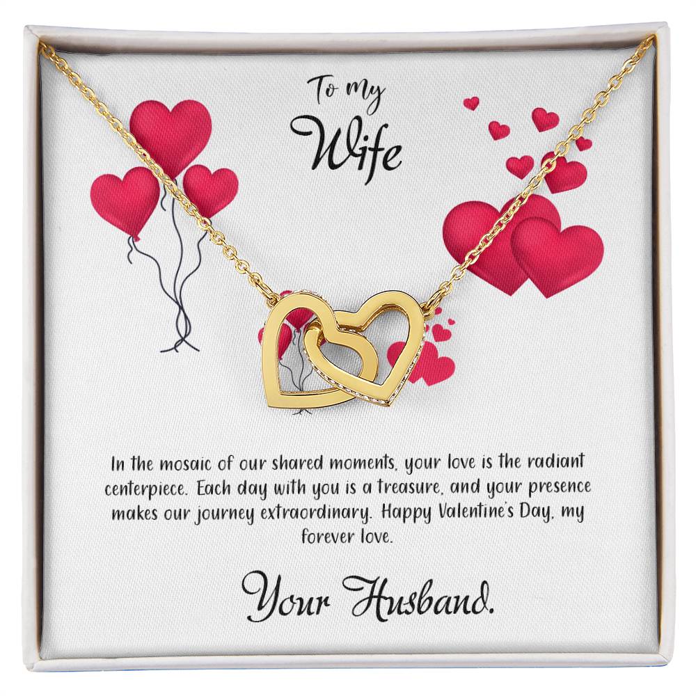 valentine-11a Interlocking Hearts Necklace, Gift to my Wife with Beautiful Message Card