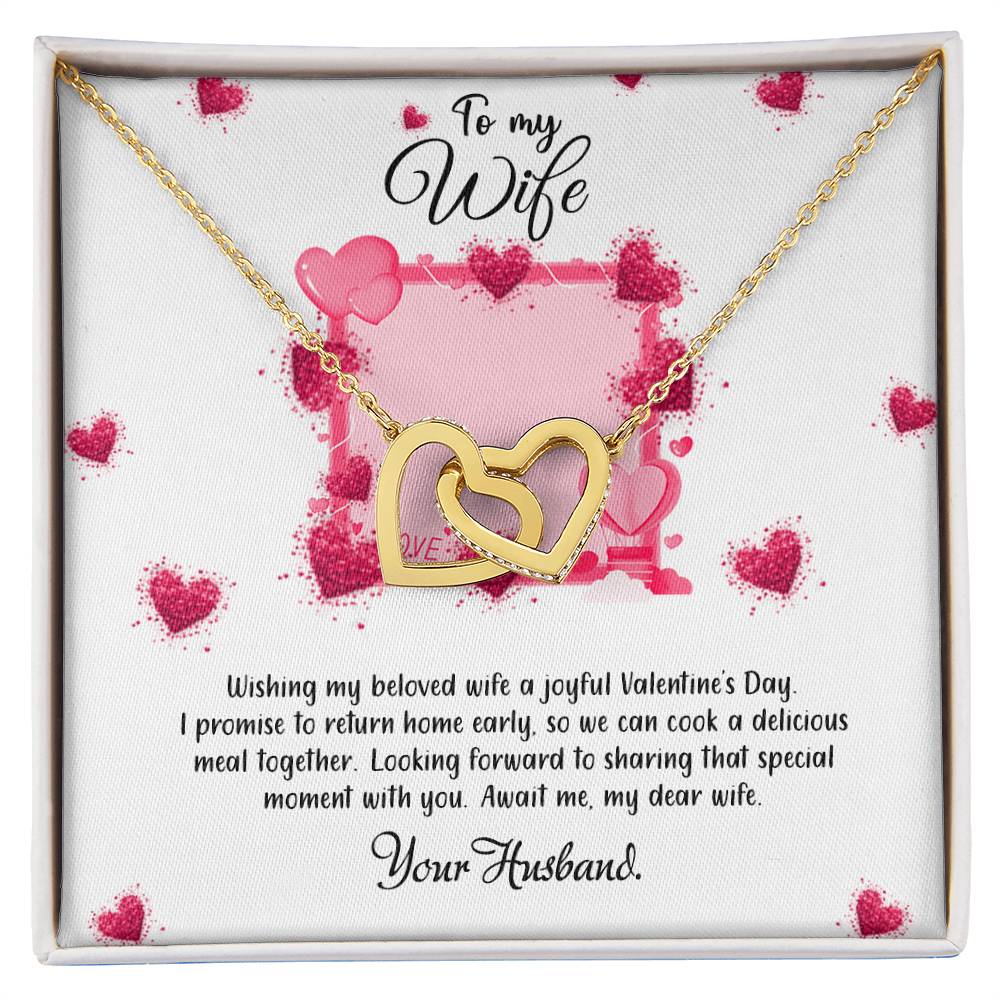 valentine-32b Interlocking Hearts neck, Gift to My Soulmate with Message Card