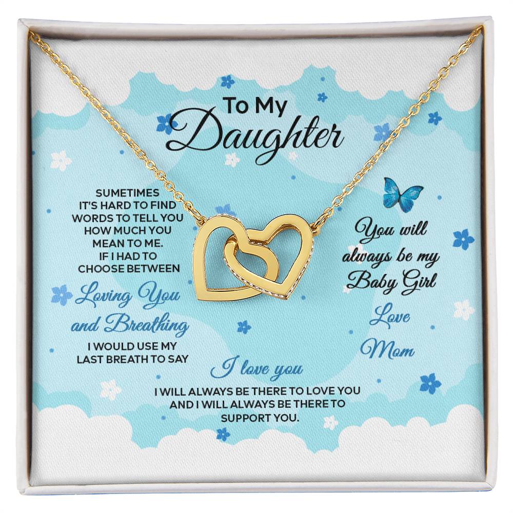 4019a Interlocking Hearts Necklace, Gift to my Daughter with Beautiful Message Card