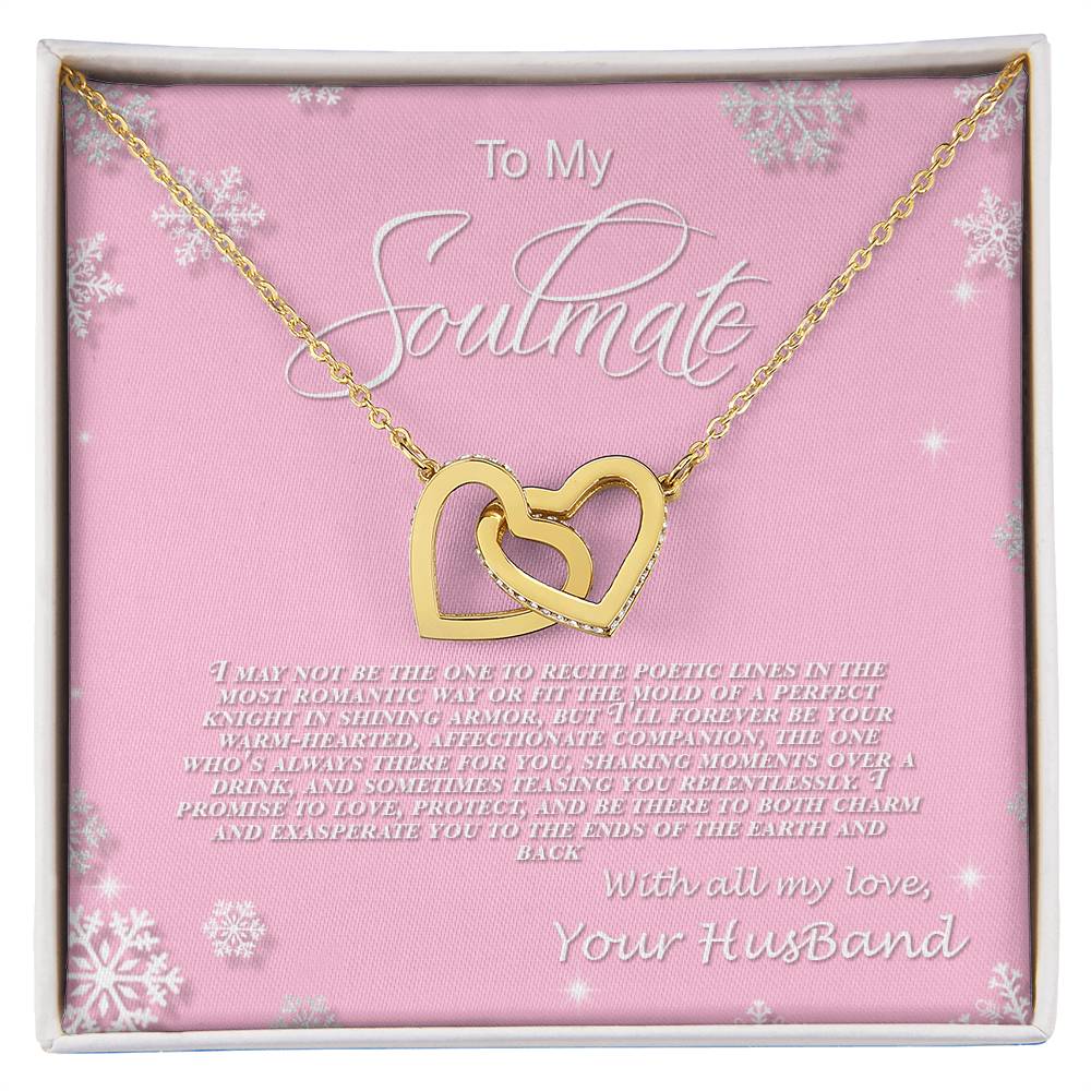 4006b Interlocking Hearts neck, Gift to My Soulmate with Message Card