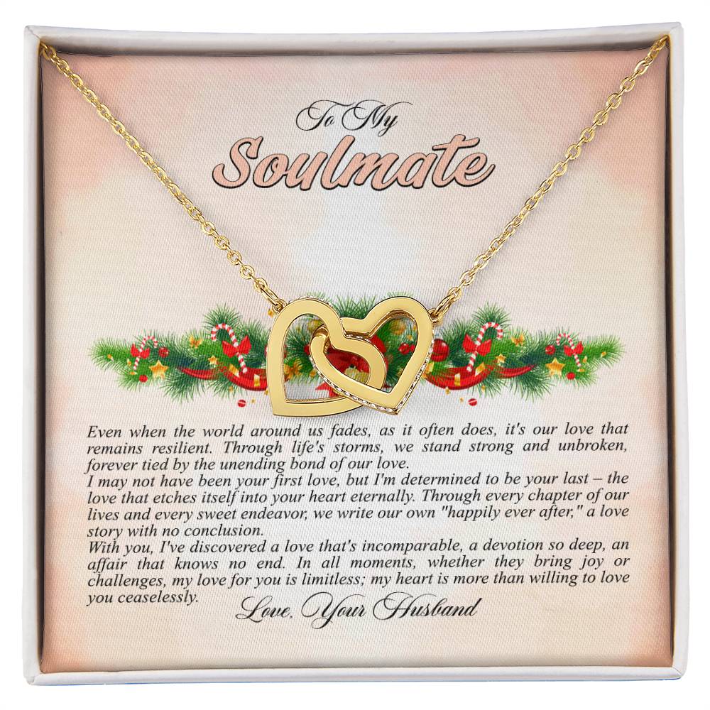 4009a Interlocking Hearts neck, Gift to My Soulmate with Message Card