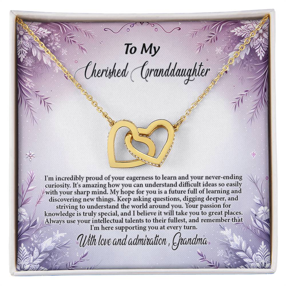 4054c Interlocking Hearts Necklace, Gift to My Granddaughter , with beautiful message card