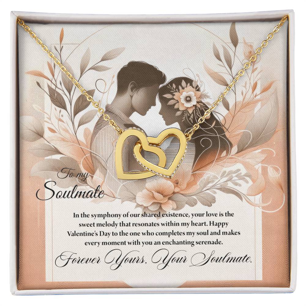 Valentine-st28b Interlocking Hearts neck, Gift to My Soulmate with Message Card