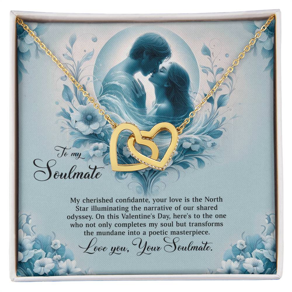 Valentine-st29b Interlocking Hearts neck, Gift to My Soulmate with Message Card