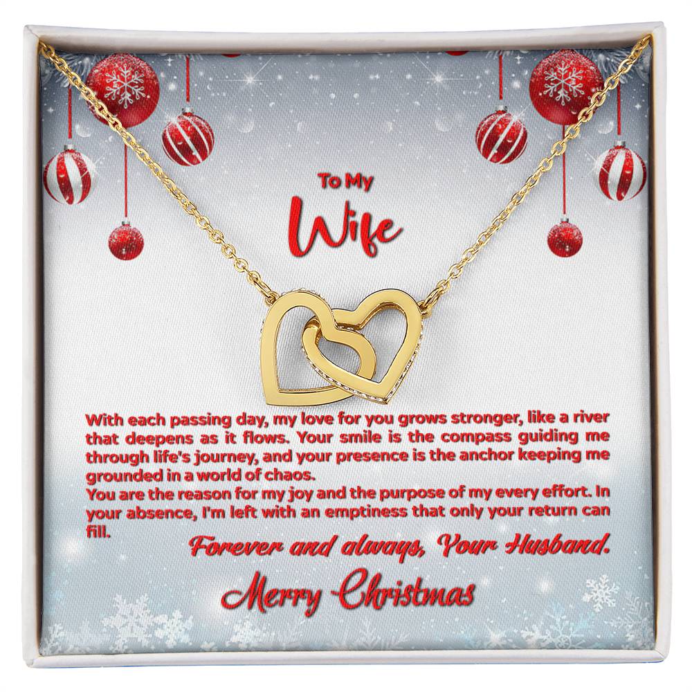 4012a Interlocking Hearts neck, Gift to my Wife with Beautiful Message Card