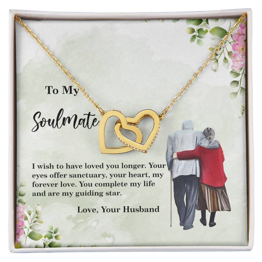 4028c Interlocking Hearts neck, Gift to My Soulmate with Message Card