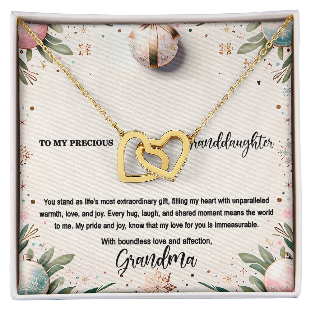 4048(b) Interlocking Hearts Necklace, Gift to My Granddaughter , with beautiful message card