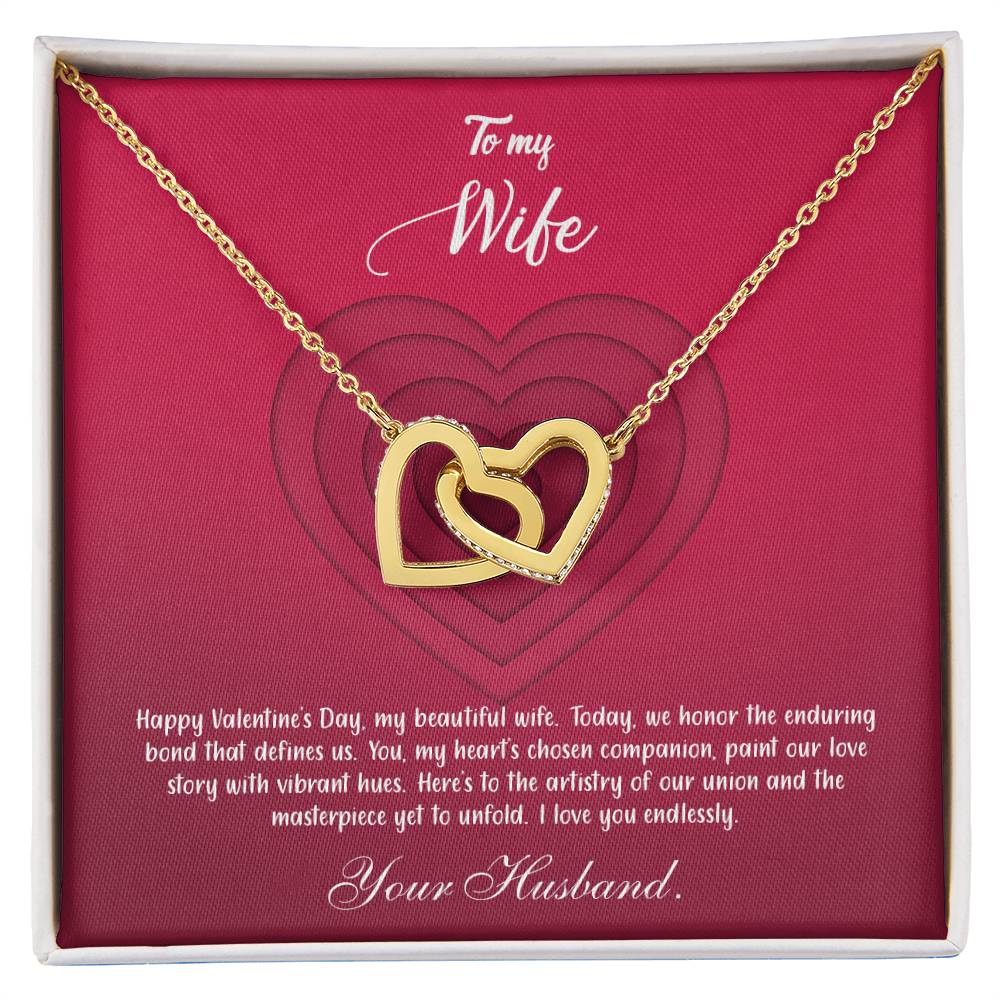 valentine-9a Interlocking Hearts Necklace, Gift to my Wife with Beautiful Message Card