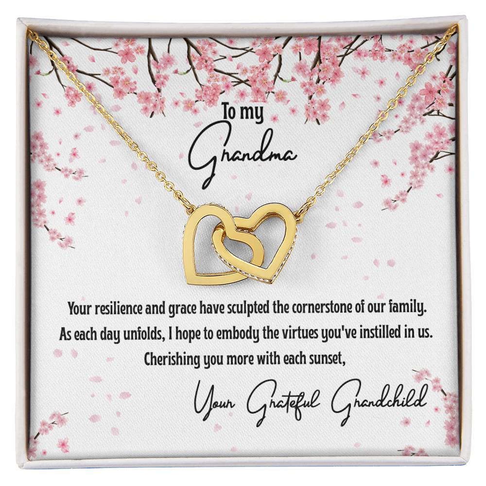 4040a Interlocking Hearts Necklace, Gift to my Grandma with Beautiful Message Card