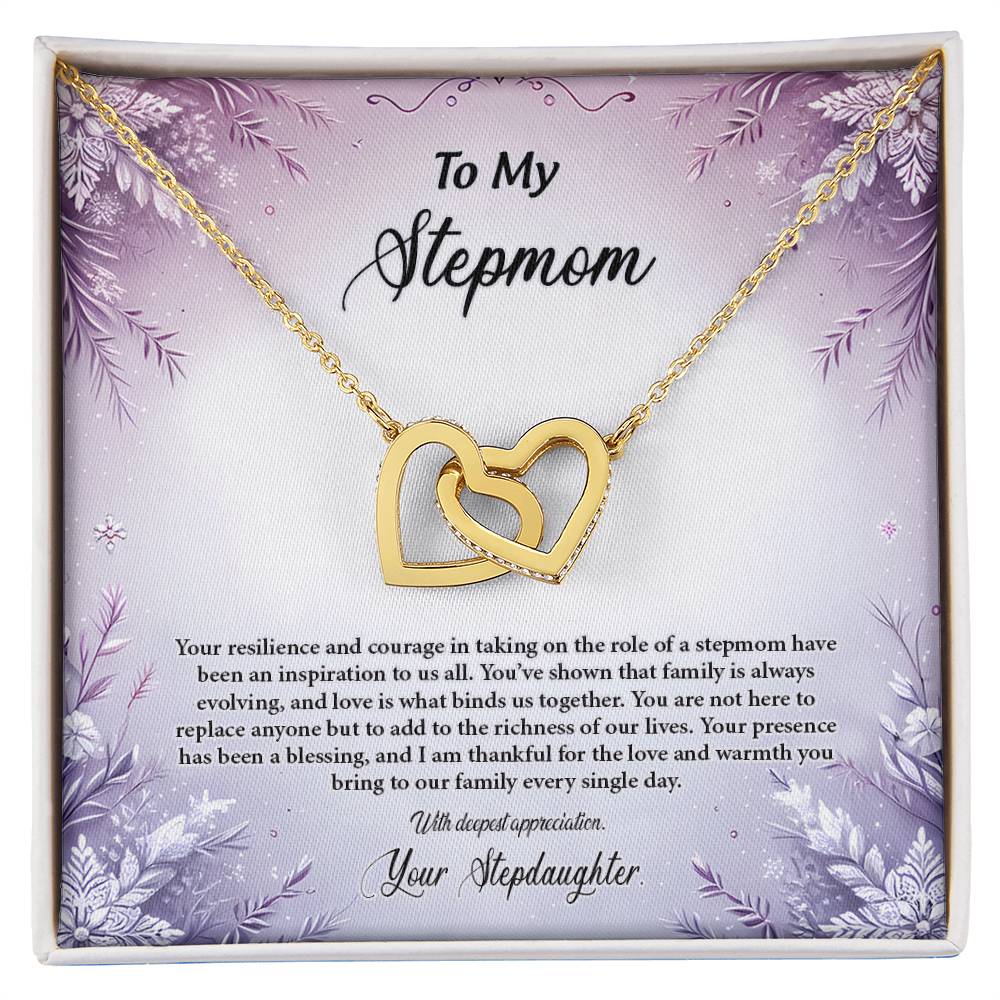 4054b Interlocking Hearts Necklace, Gift to my Stepmom with Beautiful Message Card