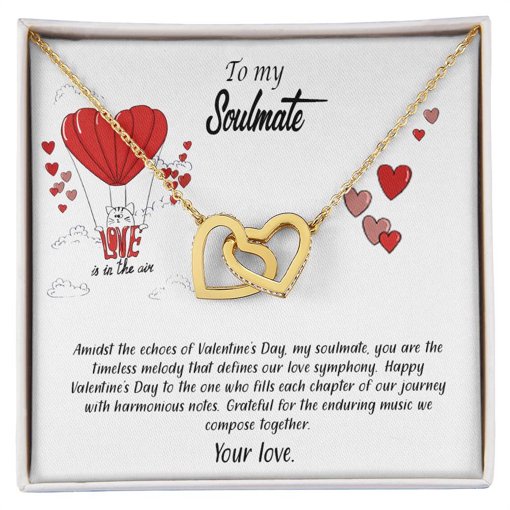 valentine-24b Interlocking Hearts neck, Gift to My Soulmate with Message Card