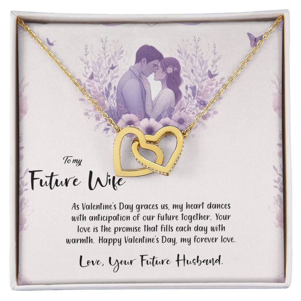 Valentine-st14d Interlocking Hearts Necklace, Gift to my Future Wife with Beautiful Message Card