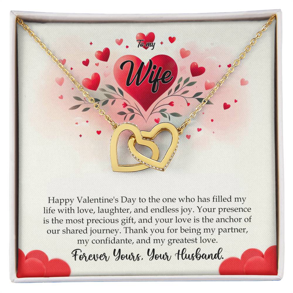 Valentine-st11a Interlocking Hearts Necklace, Gift to my Wife with Beautiful Message Card