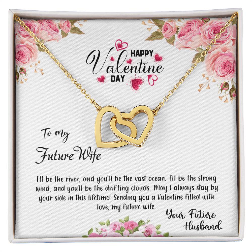 valentine-31d Interlocking Hearts Necklace, Gift to my Future Wife with Beautiful Message Card