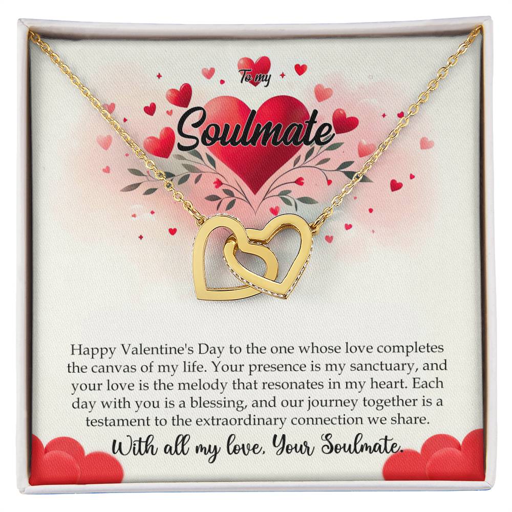 Valentine-st11b Interlocking Hearts neck, Gift to My Soulmate with Message Card