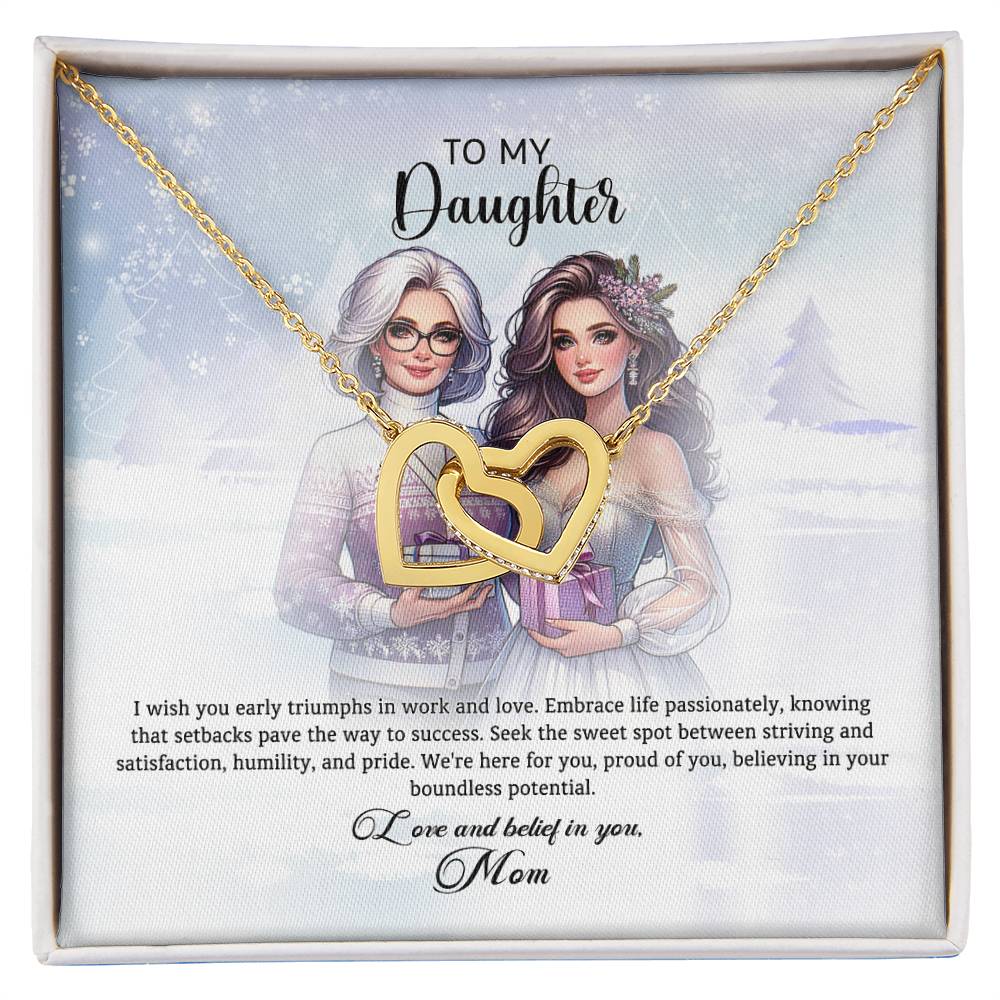 95311c Interlocking Hearts Necklace, Gift to my Daughter with Beautiful Message Card