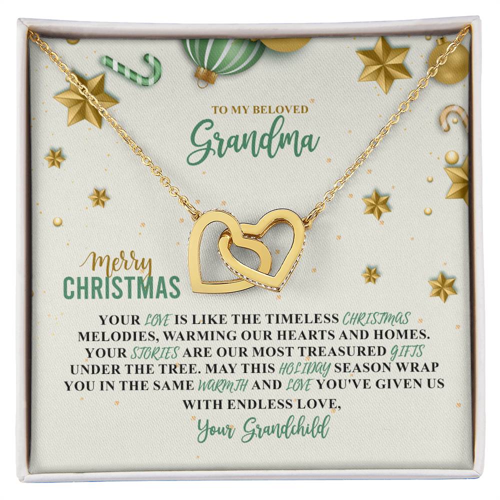 94387c Interlocking Hearts Necklace, Gift to my Grandma with Beautiful Message Card