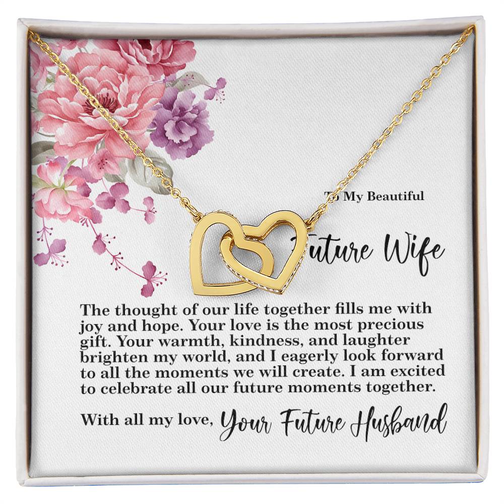 4027 Interlocking Hearts Necklace, Gift to my Future Wife with Beautiful Message Card