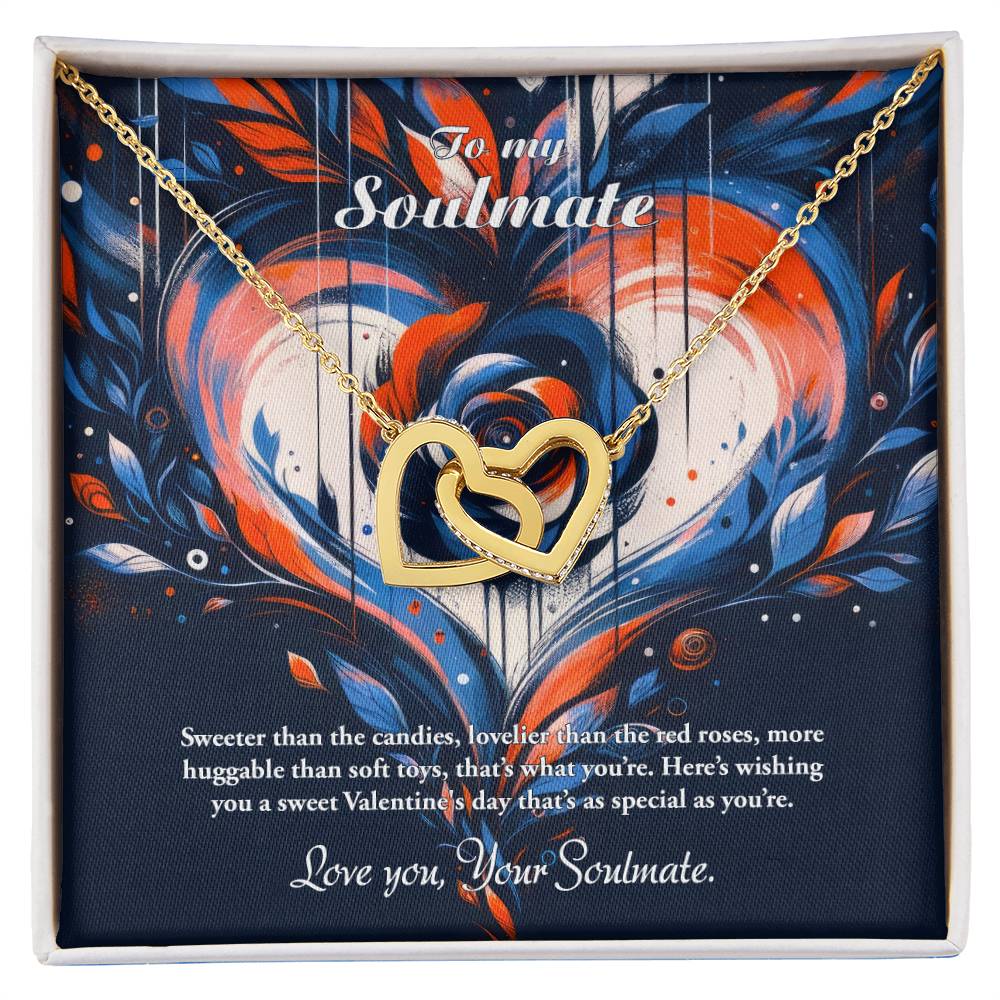 Valentine-st24b Interlocking Hearts neck, Gift to My Soulmate with Message Card