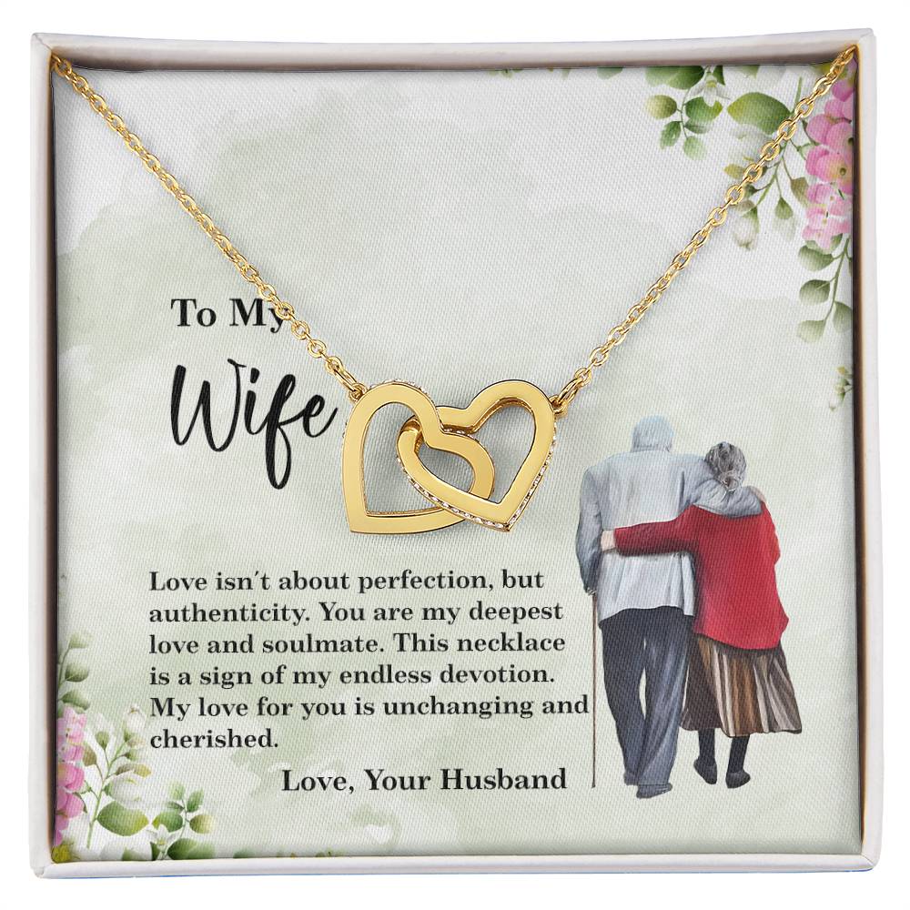 4028b Interlocking Hearts neck, Gift to my Wife with Beautiful Message Card