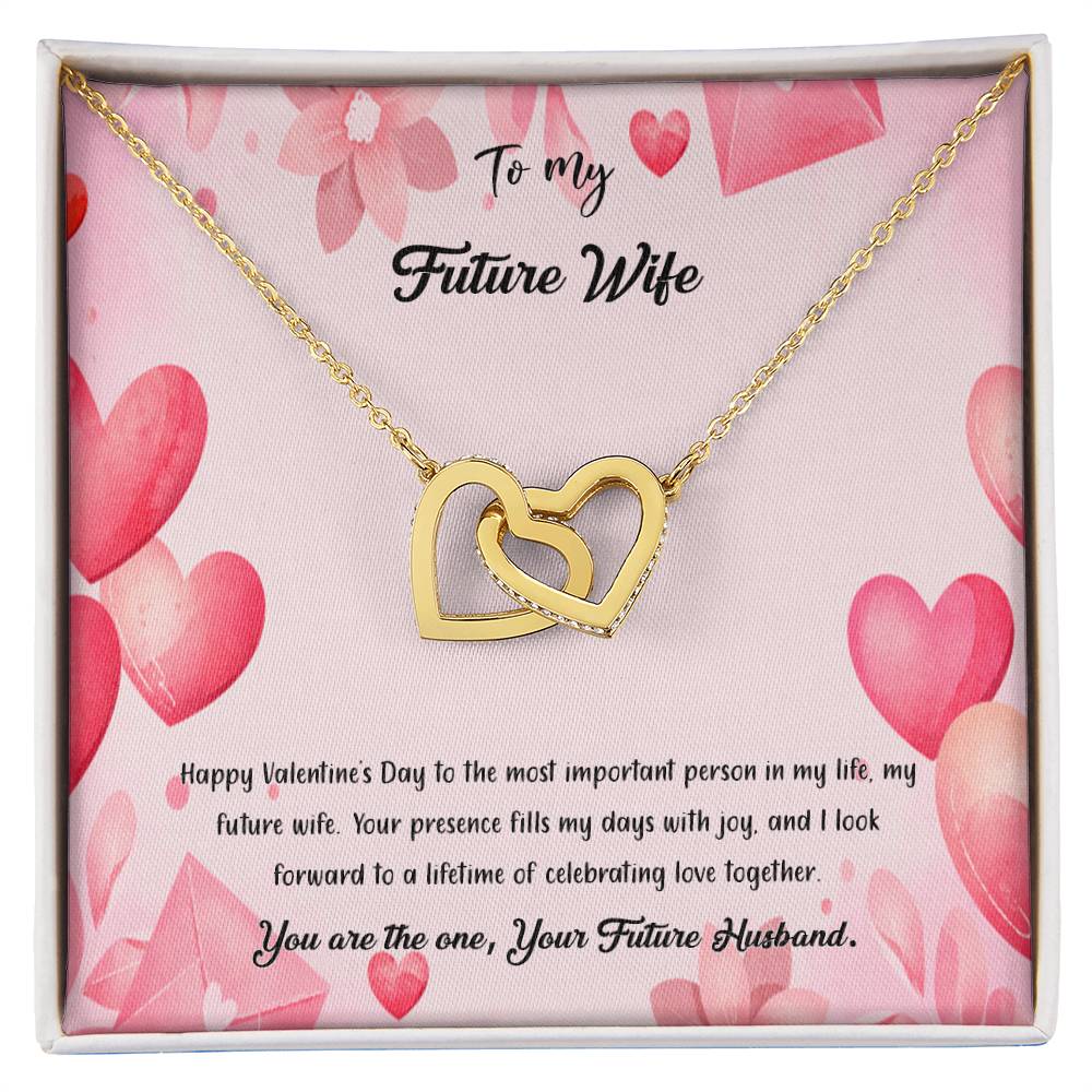 valentine-37d Interlocking Hearts Necklace, Gift to my Future Wife with Beautiful Message Card