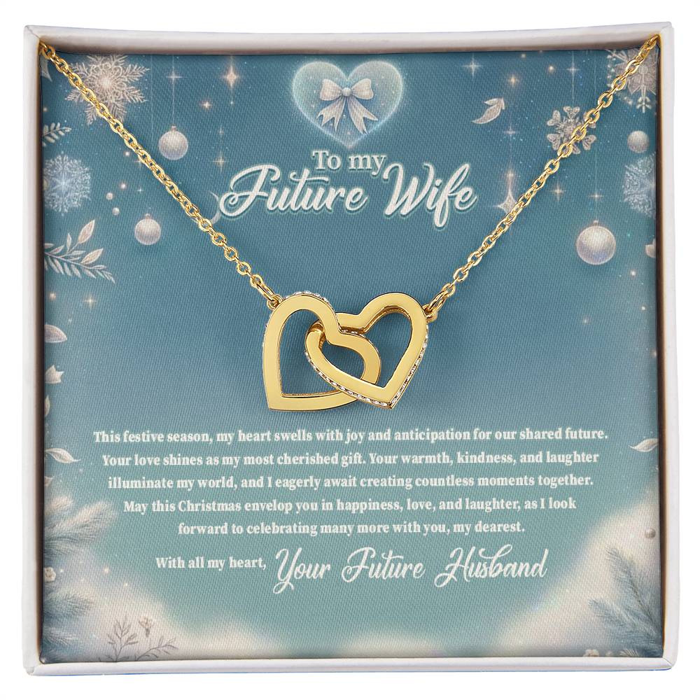 4045 (3) Interlocking Hearts Necklace, Gift to my Future Wife with Beautiful Message Card